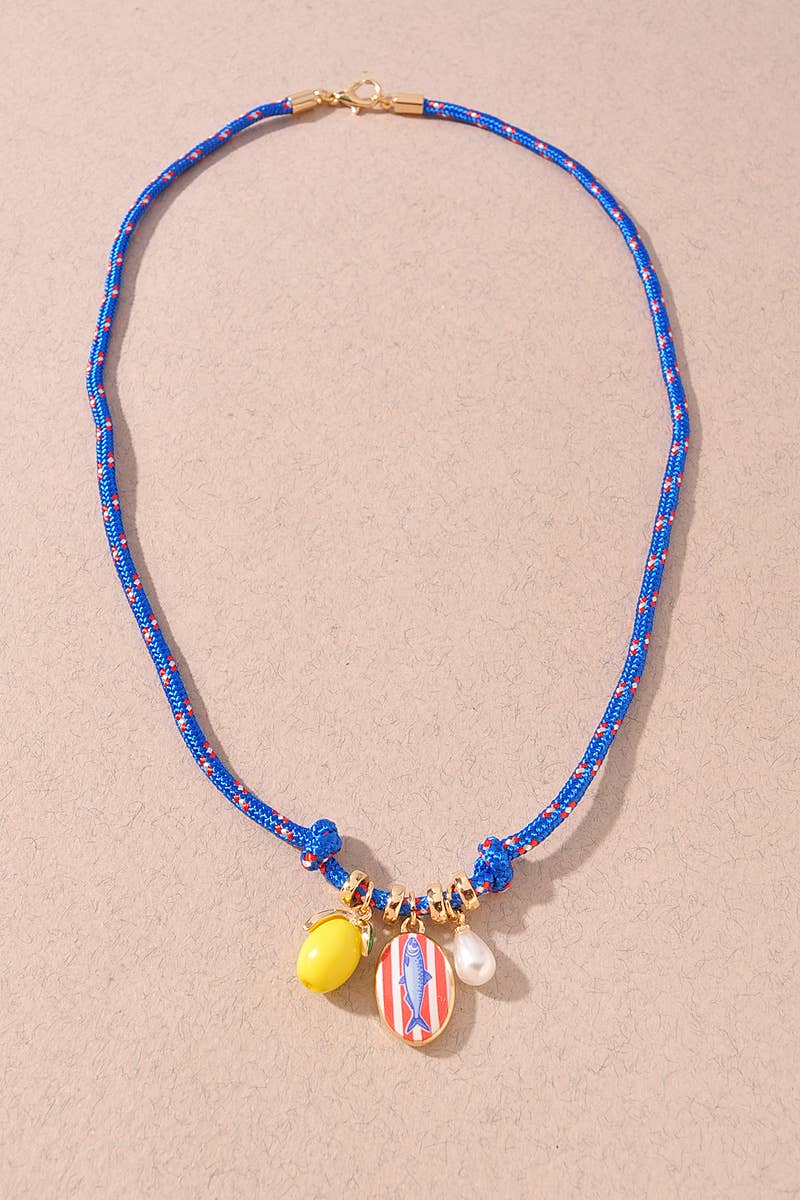 Colorful Fish Pendant Rope Necklace