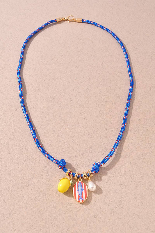 Colorful Fish Pendant Rope Necklace