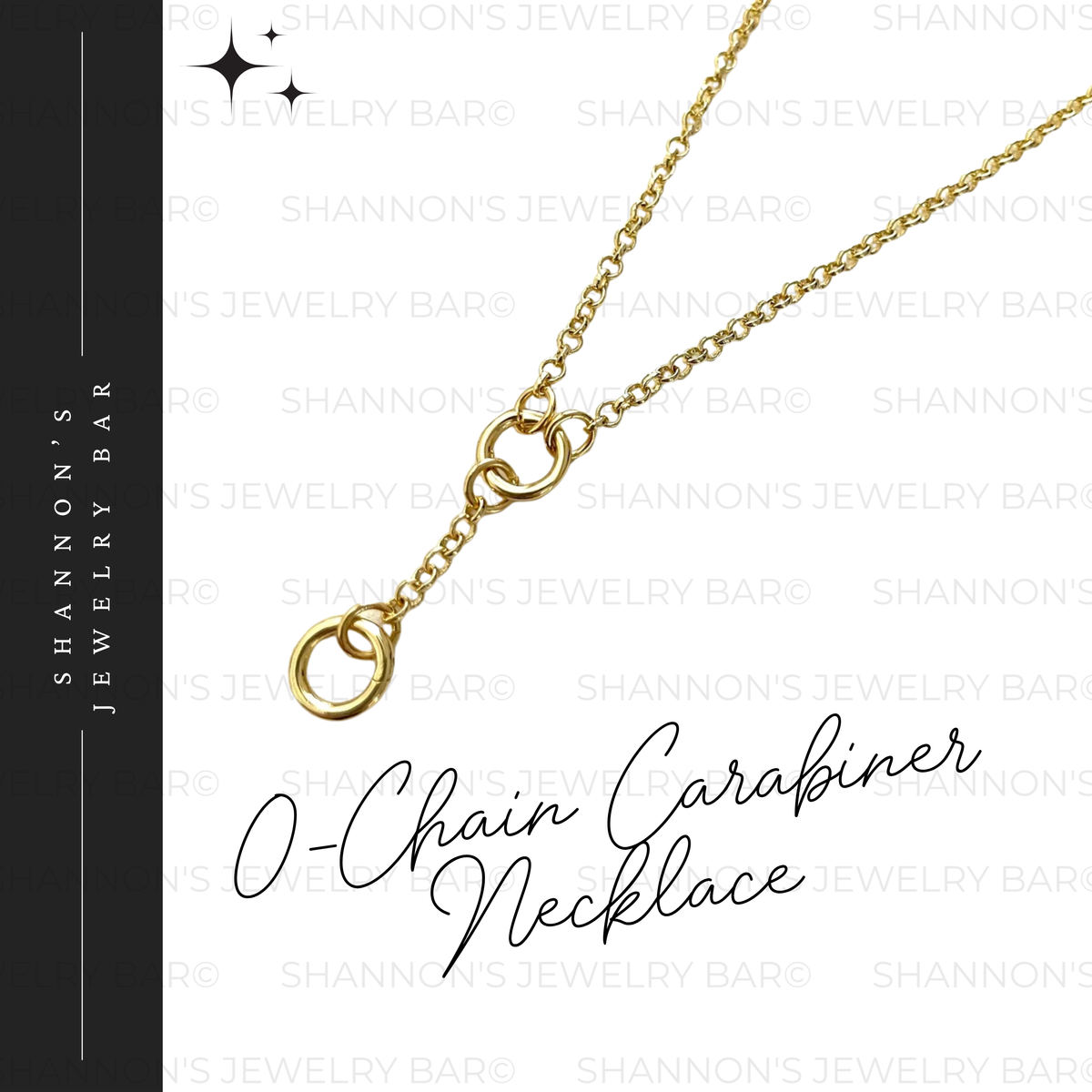 Double Carabiner Chain Necklace, 18K Gold Plated