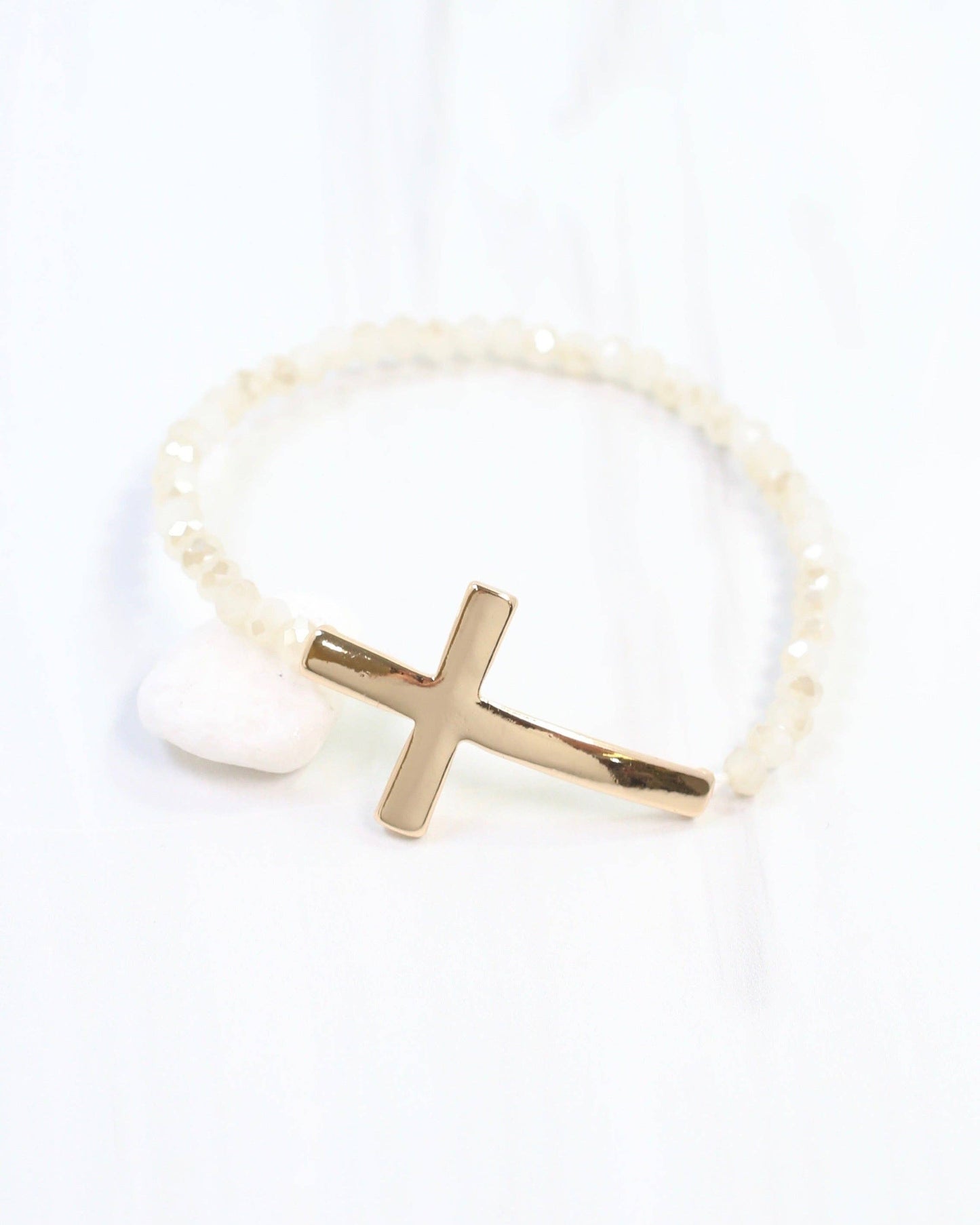 Camille Cross and Bead Bracelet Ivory
