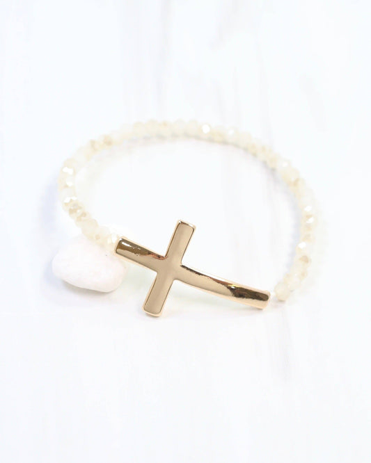 Camille Cross and Bead Bracelet Ivory
