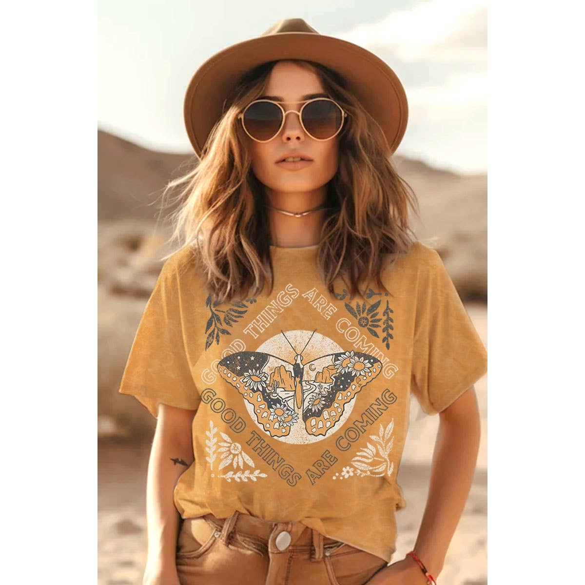 LAST CHANCE - GOOD THINGS A COMING MINERAL GRAPHIC TOP - size M