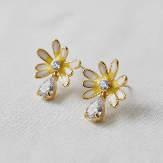 Charming Floral Gemstone Drop Earrings