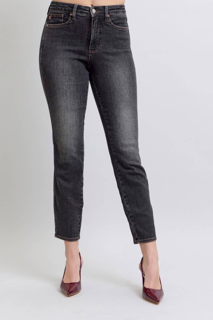 Mid Rise Tummy Control Slim Jeans