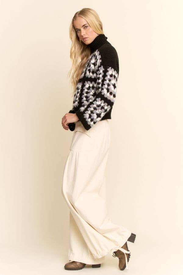 Crochet Turtleneck Sweater