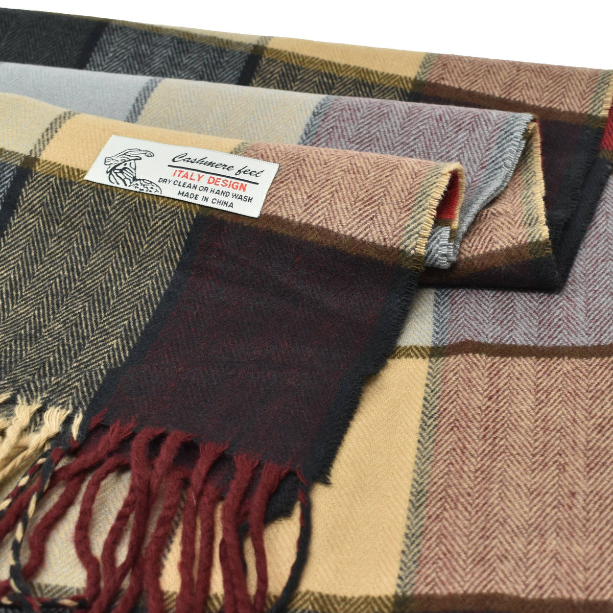 Winter Cashmere Feel Soft Plaid Stripe Scarf Muffler