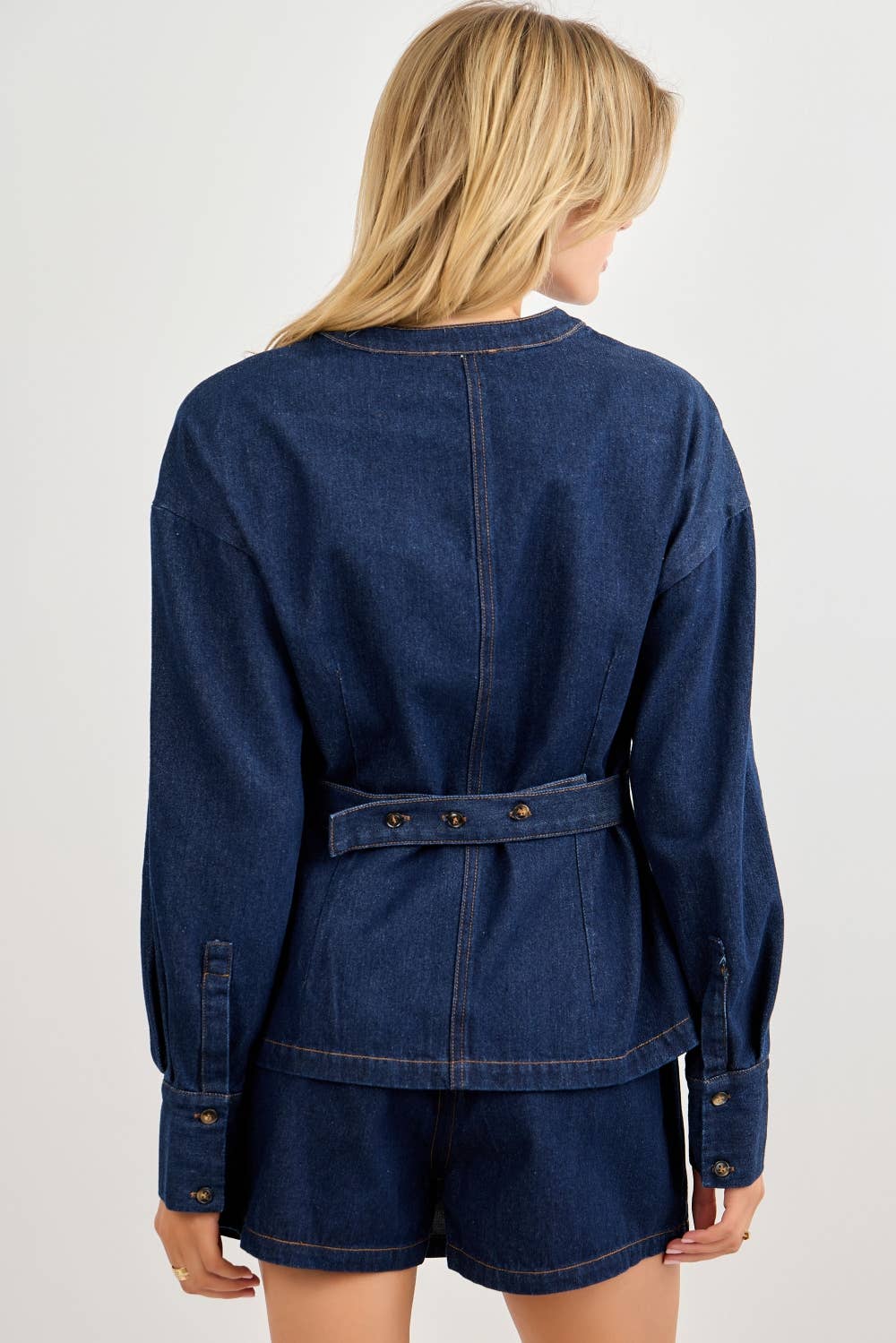 DENIM BUTTON UP LONG SLEEVE TOP