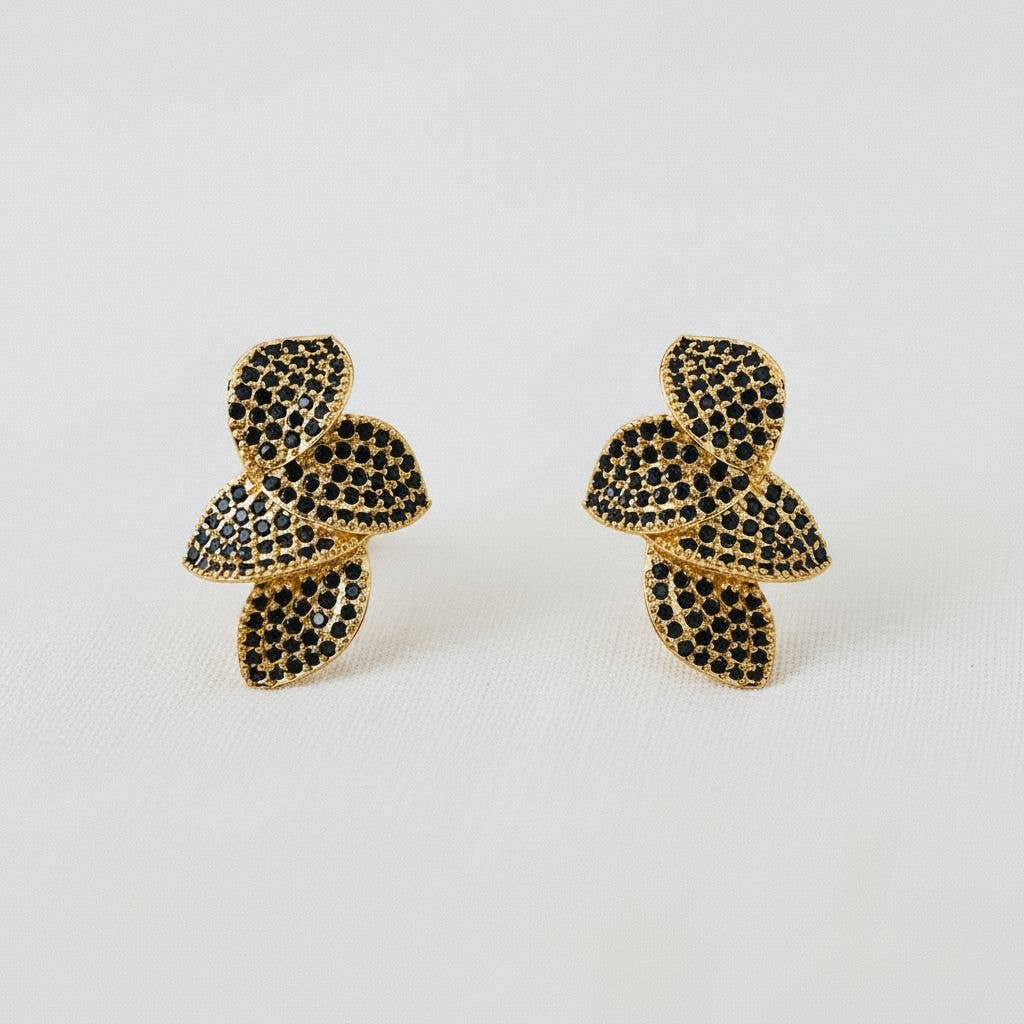 Chic Leaf Design Gemstone Drop Earrings