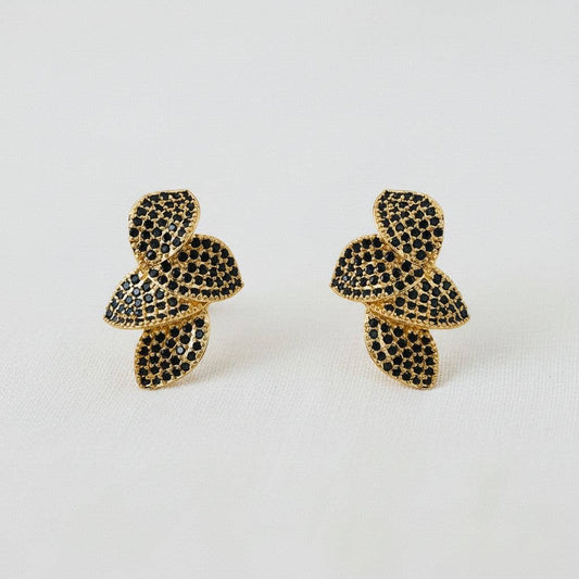 Chic Leaf Design Gemstone Drop Earrings