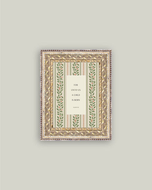 A Child is Born Framed Antique Art