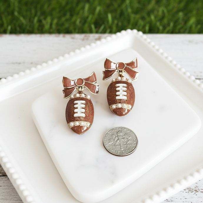 Emerson Footballs & Bows Earrings