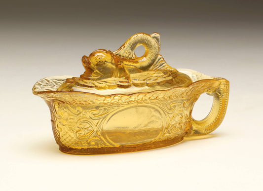 Dolphin Dish Glass - Amber
