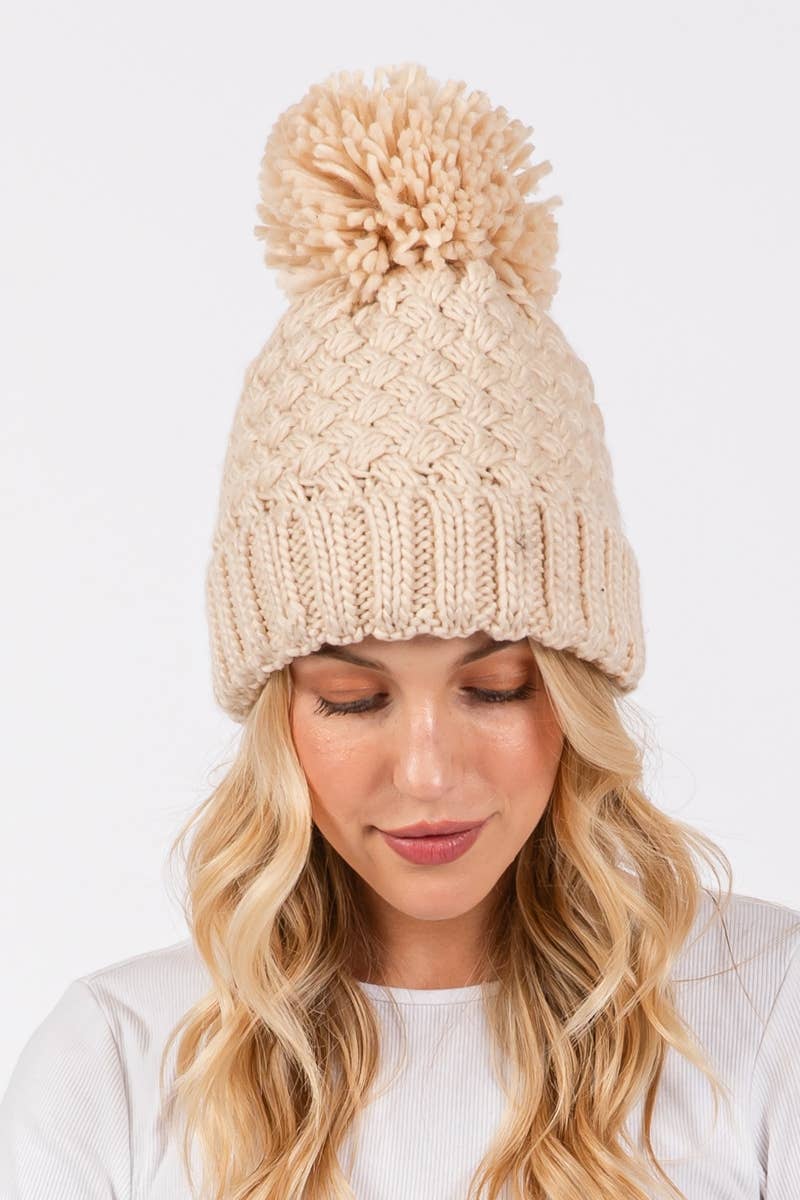 Crochet Knit Pom Beanie