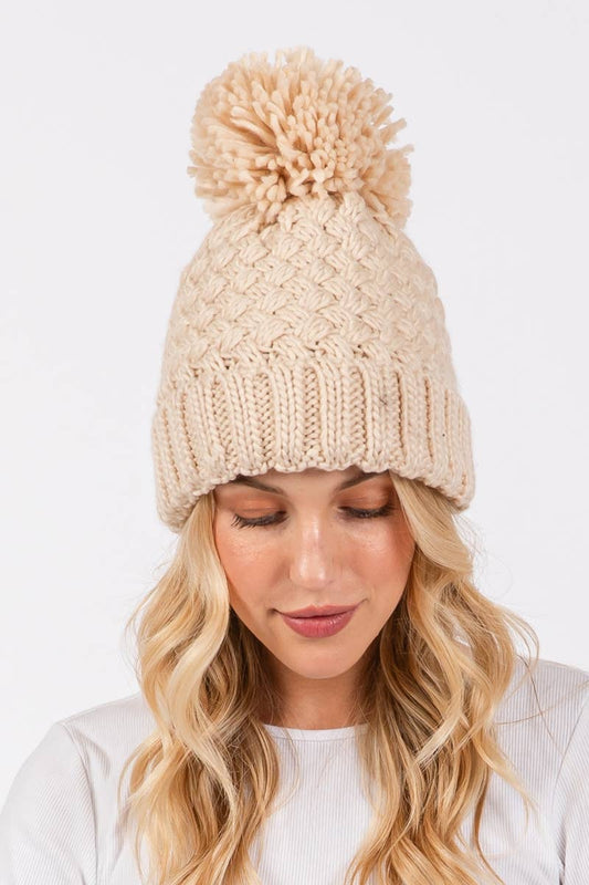 Crochet Knit Pom Beanie