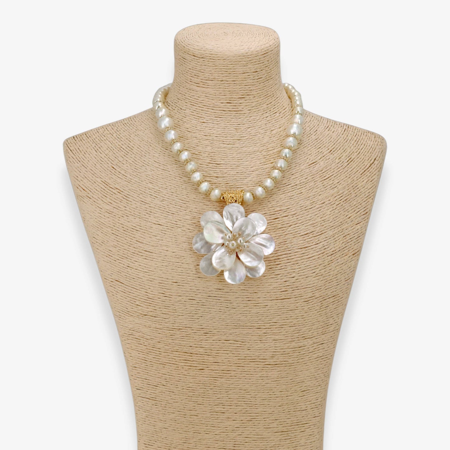 Mother of Pearl Flower Necklace | Handmade Statement Jewelry