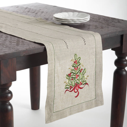 Xmas Tree Embroidered Runner