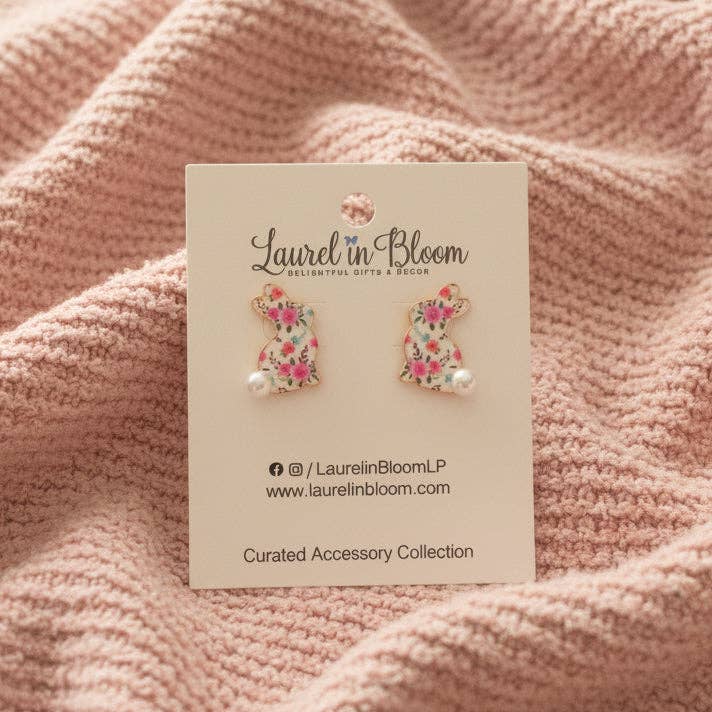 Pink Parade Floral Bunny Earrings