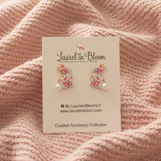 Pink Parade Floral Bunny Earrings