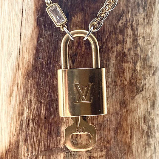 Upcycled Louis Vuitton Lock Necklace - Repurposed LV