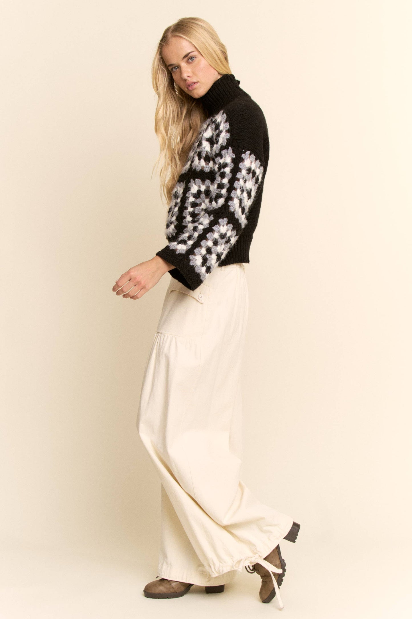 Crochet Turtleneck Sweater