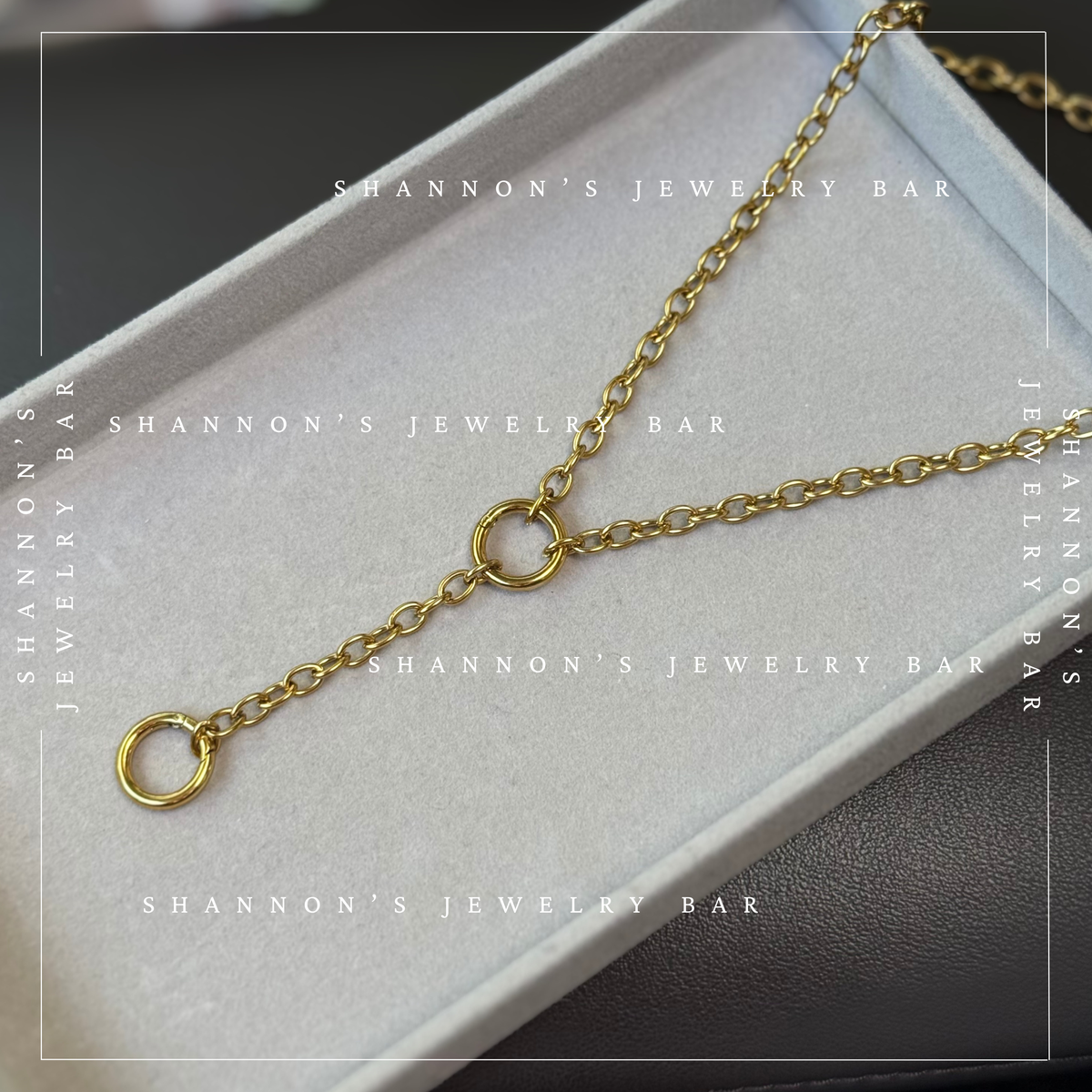 Double Carabiner Chain Necklace, 18K Gold Plated