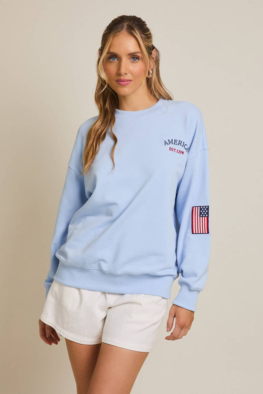 CREW NECK"USA"GRAPHIC SWEATSHIRT