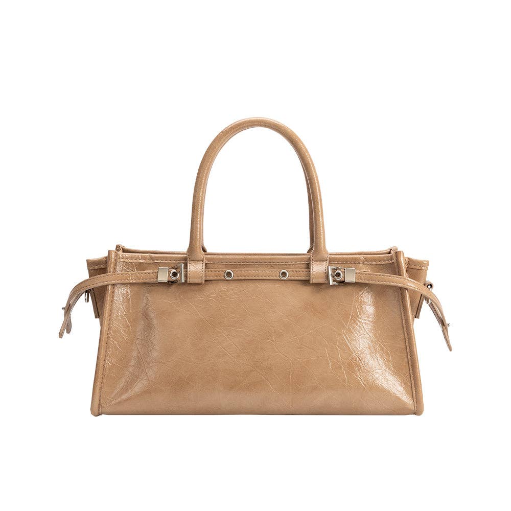 Rhonda Tan Recycled Vegan Leather Top Handle Bag