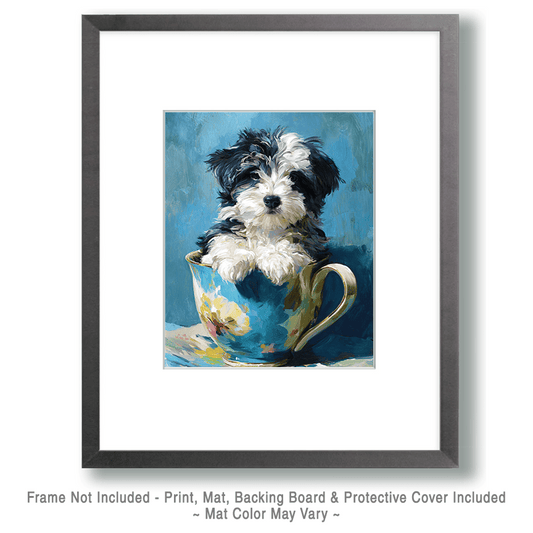 Tiny Poodle Puppy - Pup in a Cup - Art Print - 8"x10" Artwork