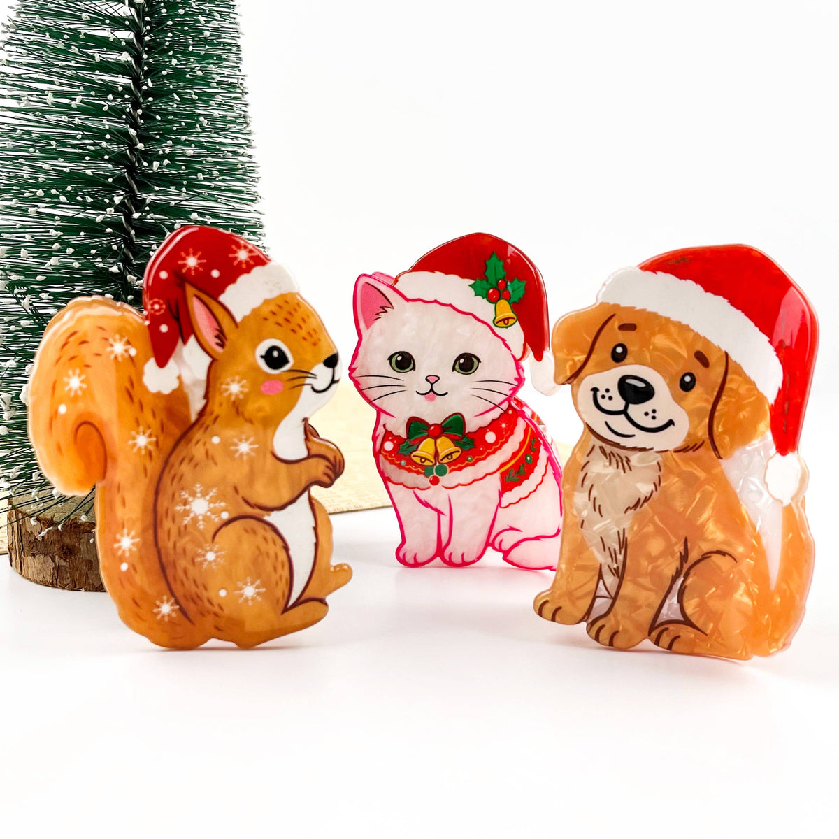 Christmas Hat Animal Hair Claw Clip