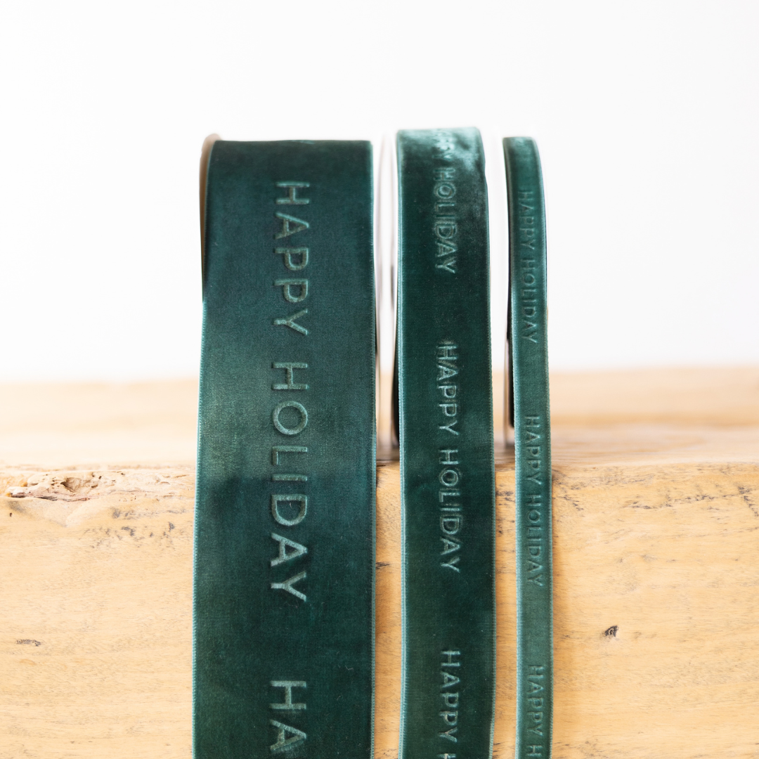 Happy Holiday Ribbon Velvet Green