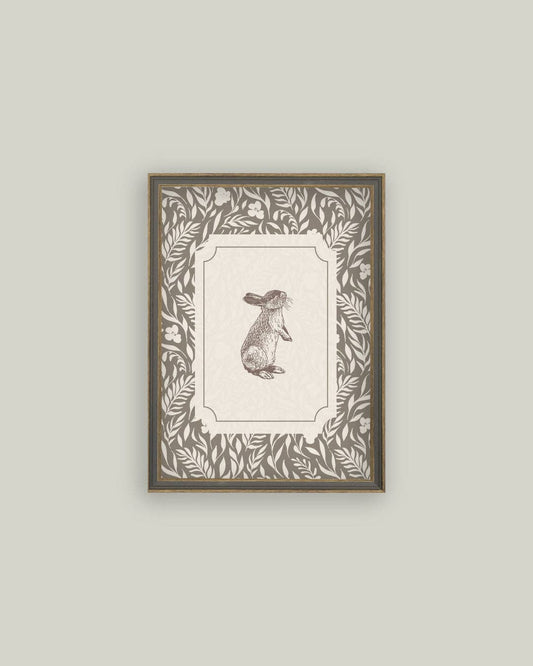 Brown Bunny Framed Antique Art