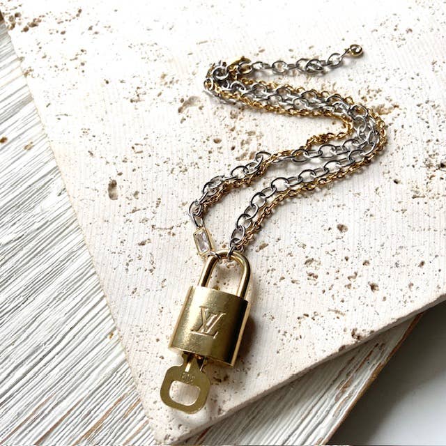 Upcycled Louis Vuitton Lock Necklace - Repurposed LV