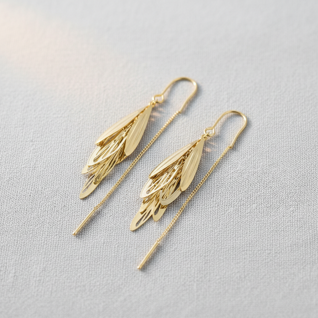 Gold Tone Long Tassel Earrings