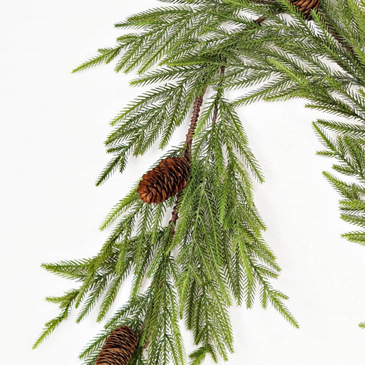 4.5ft Garland-Evergreen Norfolk Pine w.Long Pinecone