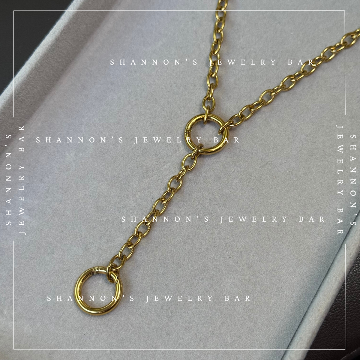 Double Carabiner Chain Necklace, 18K Gold Plated