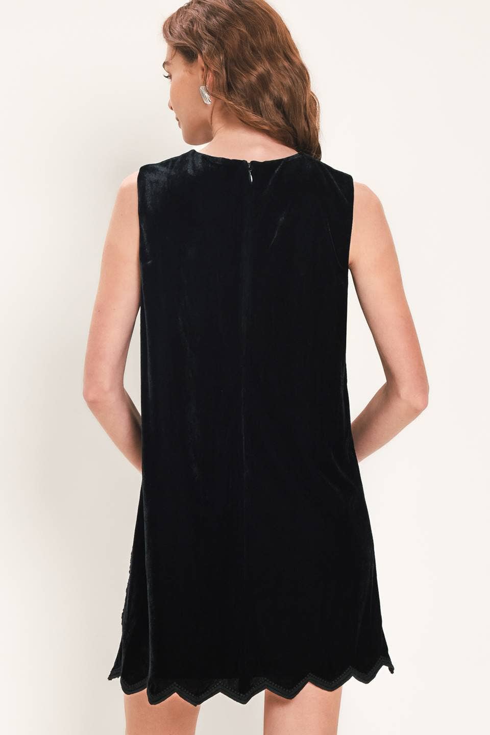 A textured velvet mini dress