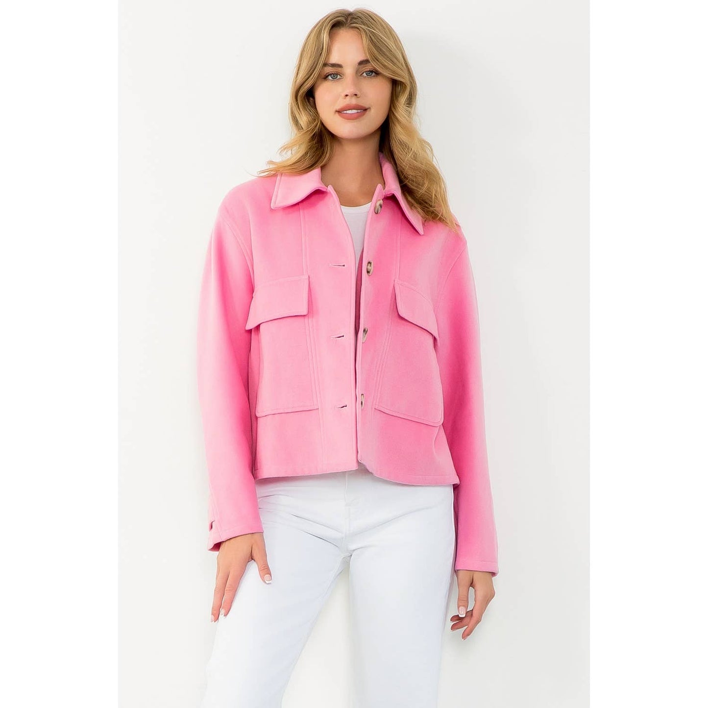Pink Button-Front Jacket
