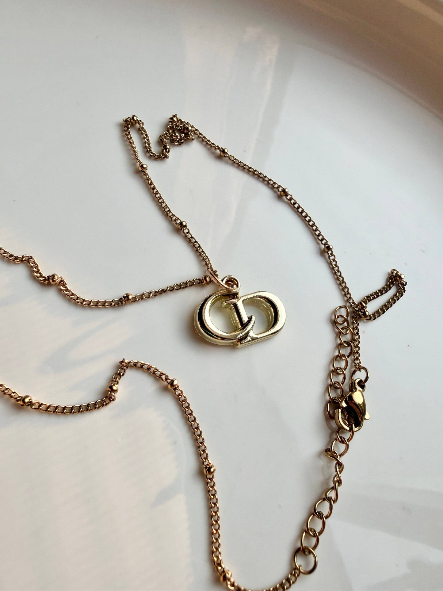 Upcycled Dior Gold Pendant Necklace