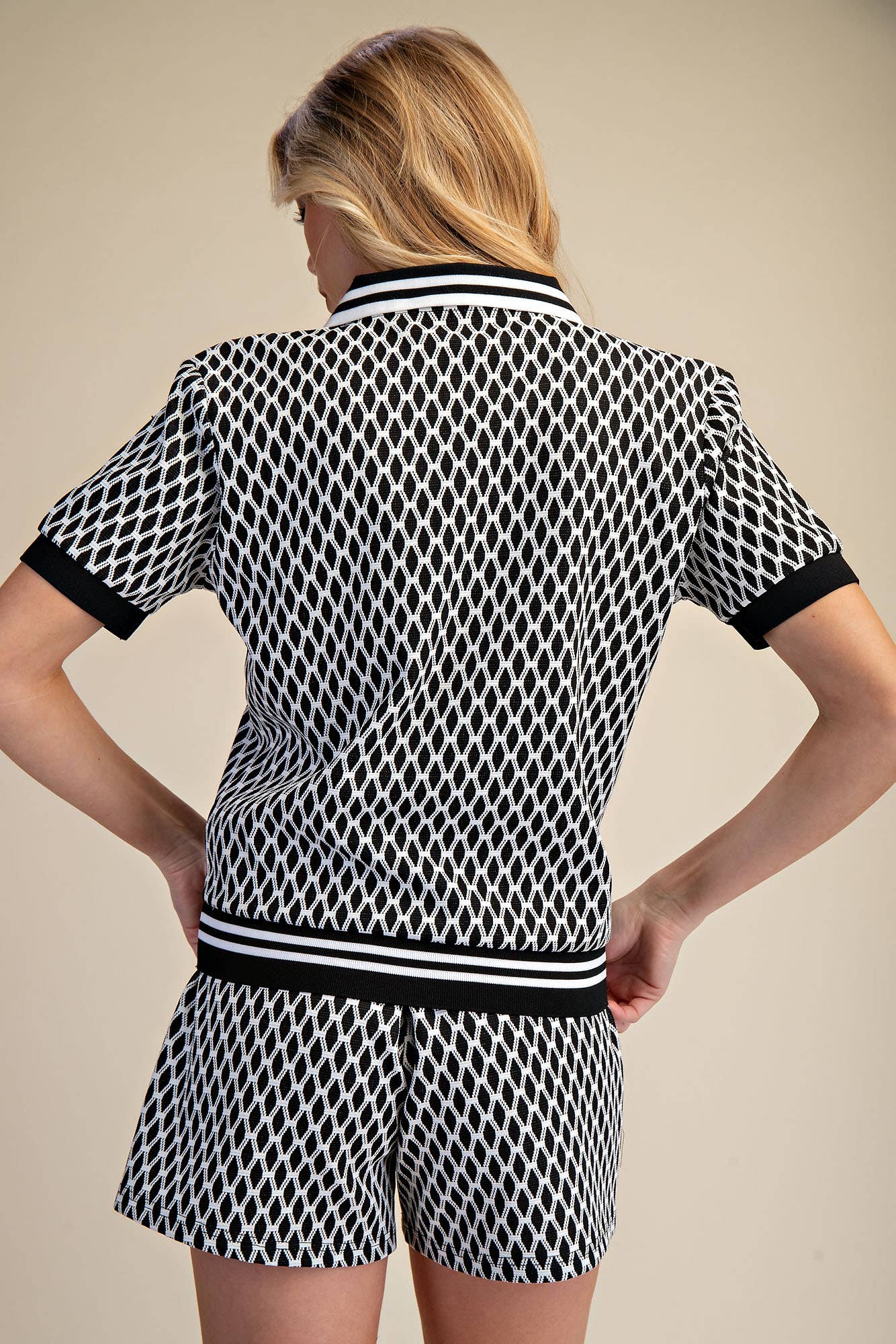 Collar Neck Short-Sleeve Polo Top