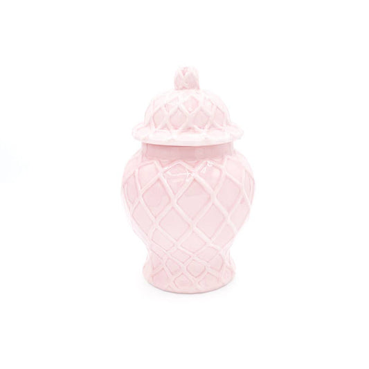 Pink Textured Ginger Jar with Lid, Small