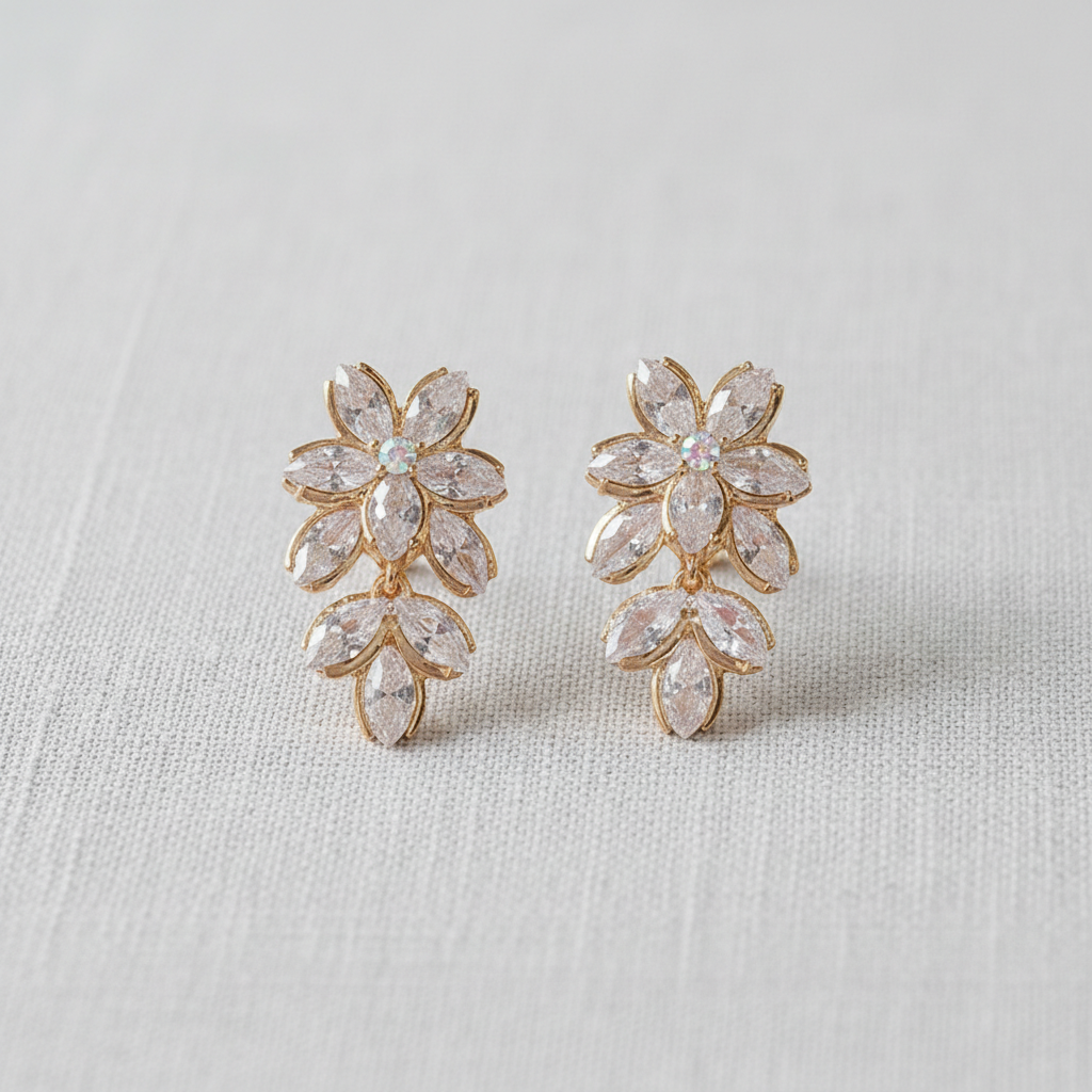 Zircon Flower Drop Earrings