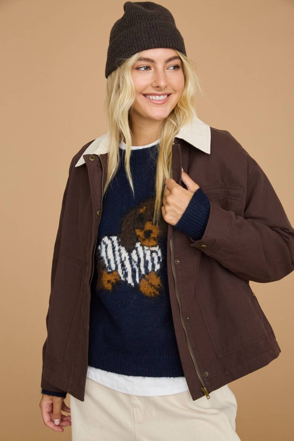 Dog Graphic Fuzzy Knit Sweater