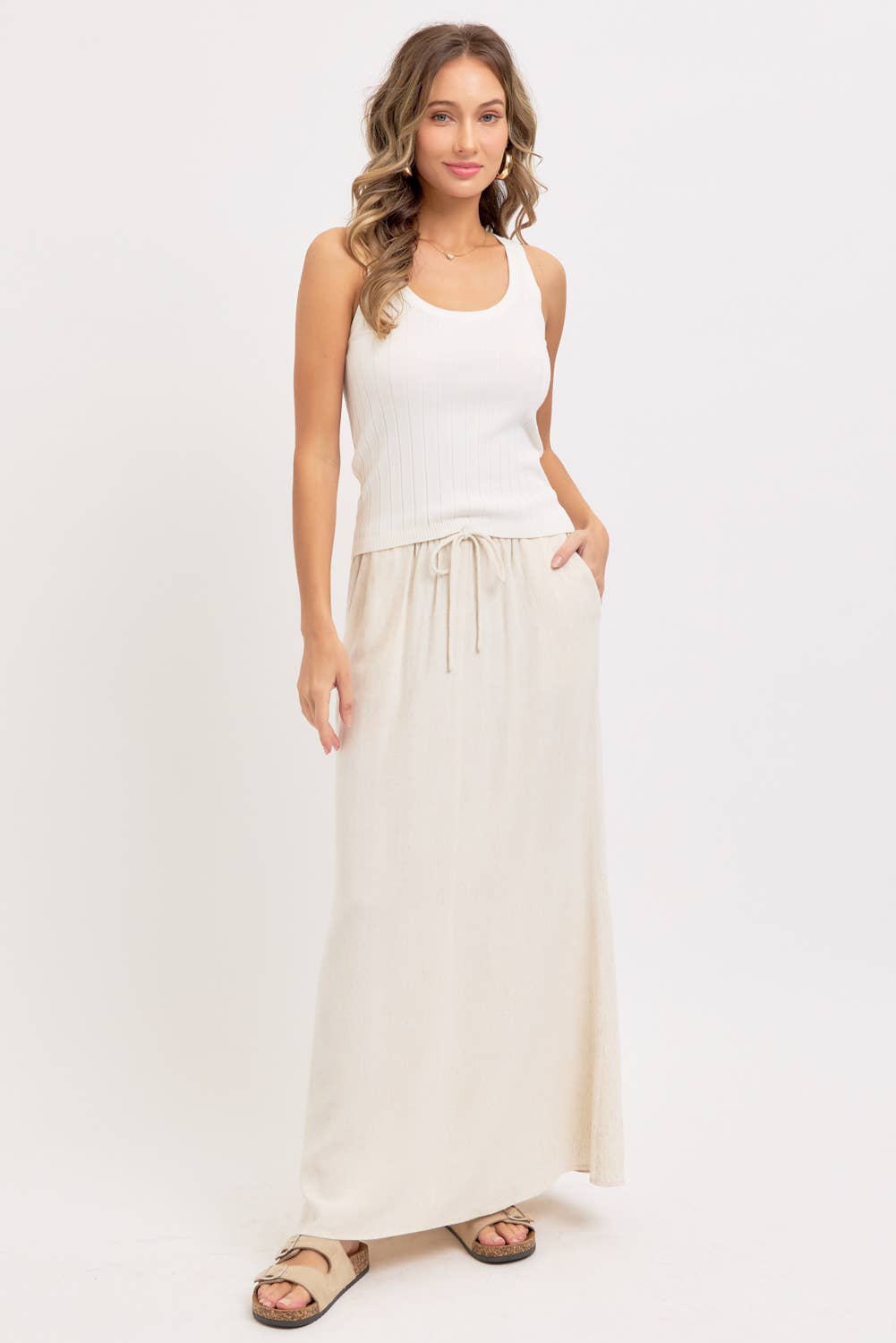 LINEN PULLOVER MAXI SKIRT