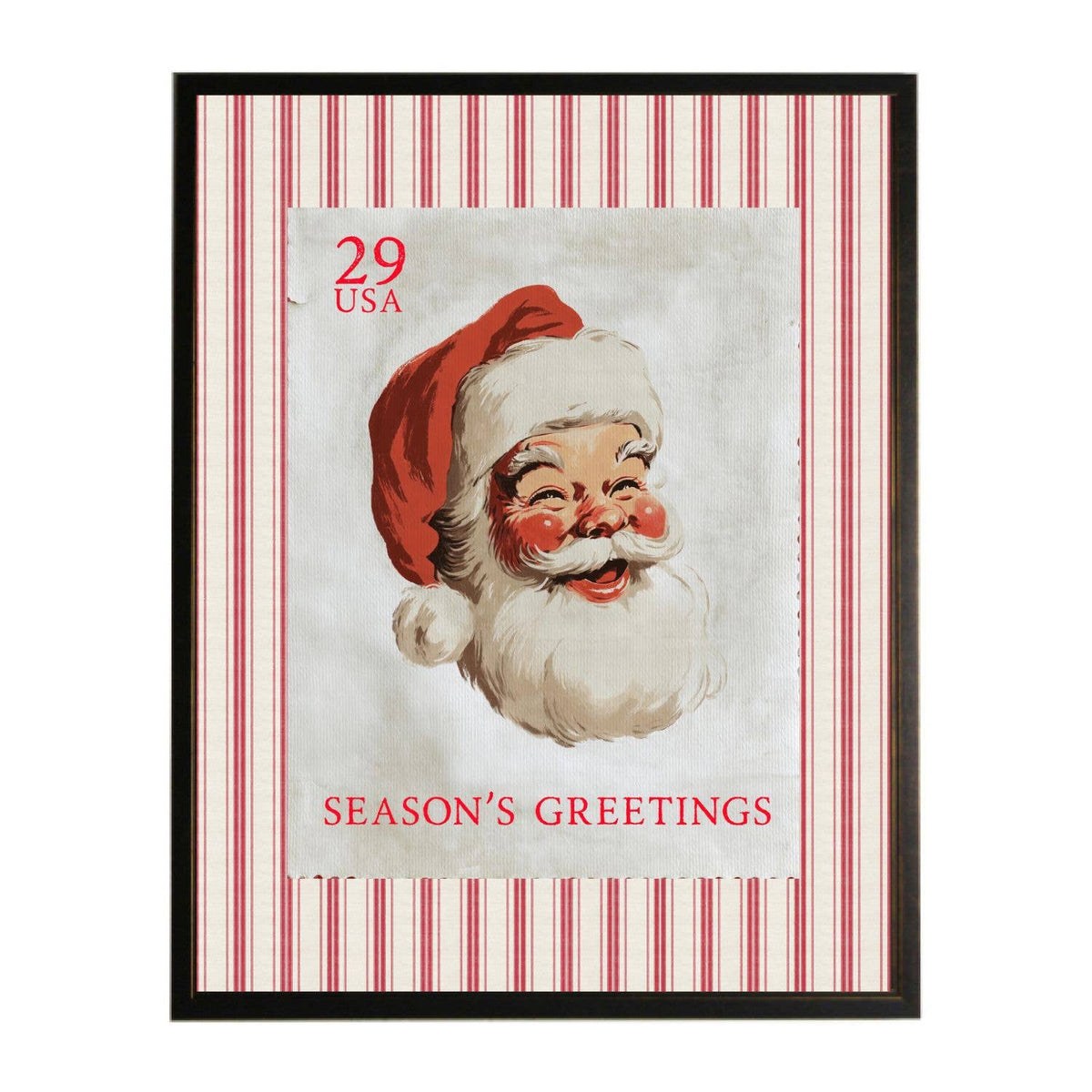 Santa stamp print on red stripe
