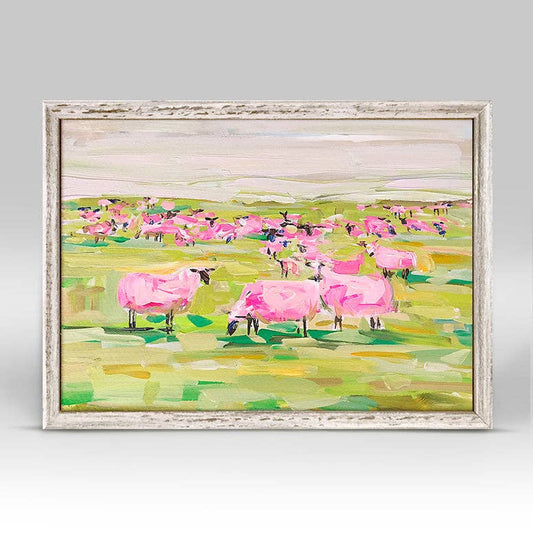 Pink Sheep Mini Framed Canvas
