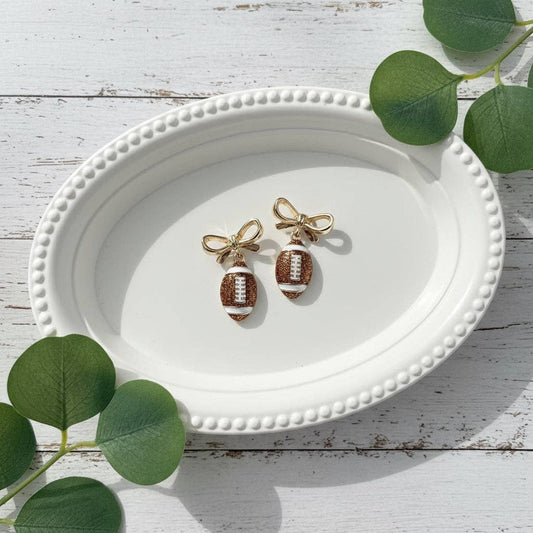 Football & Gold Bows Earrings