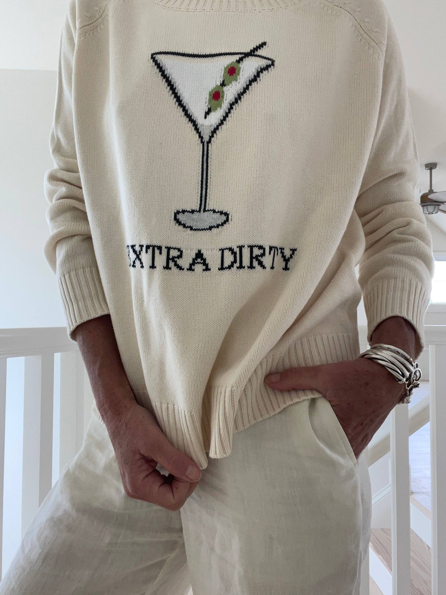 Extra Dirty Martini Cotton Sweater Ivory