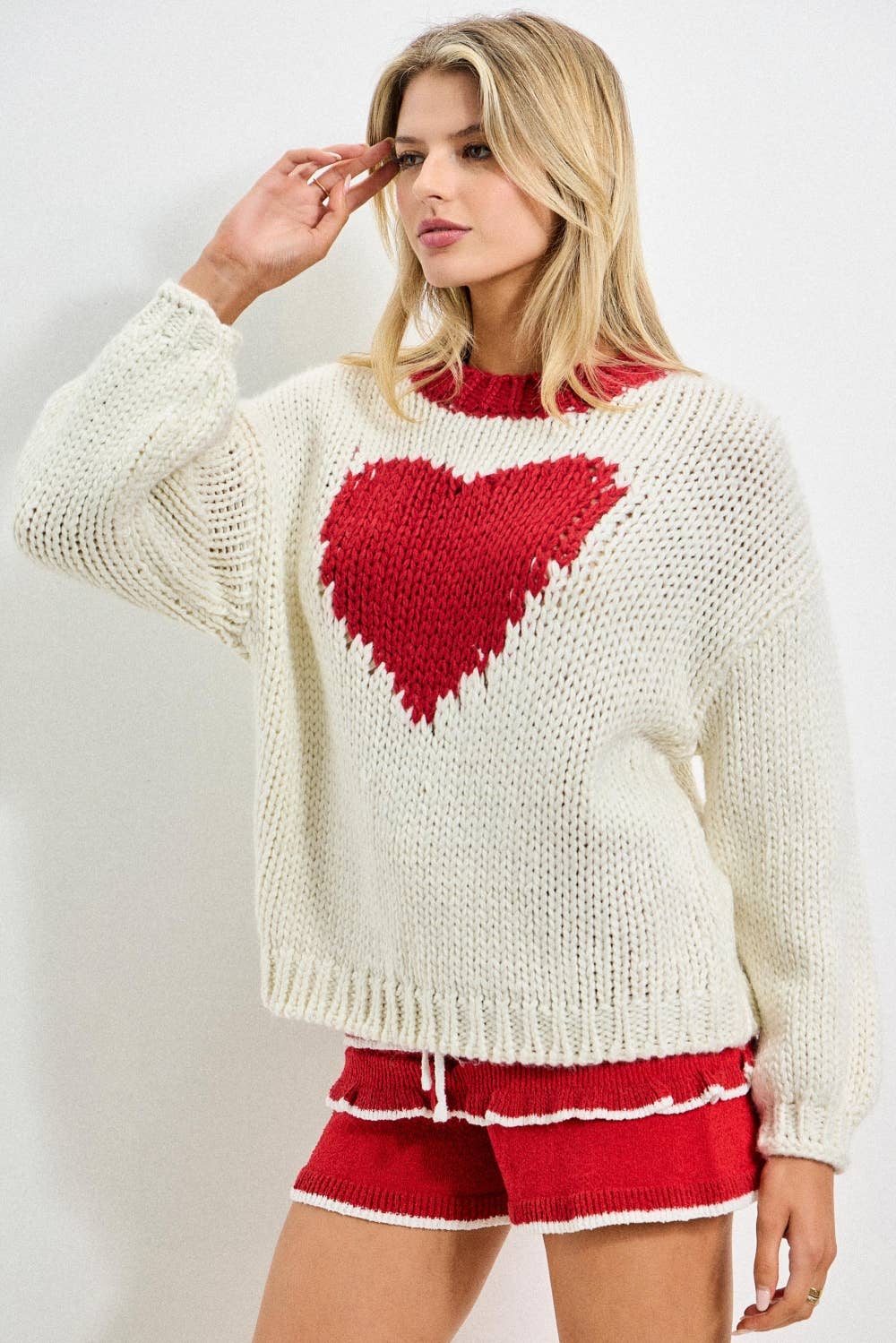 LAST CHANCE - Heart Knit Pullover