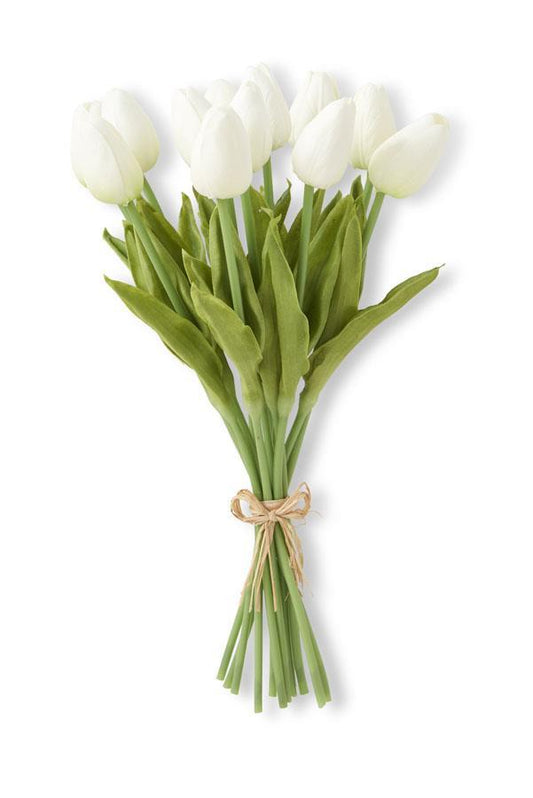 13" White Tulip Bundle 12 Stems