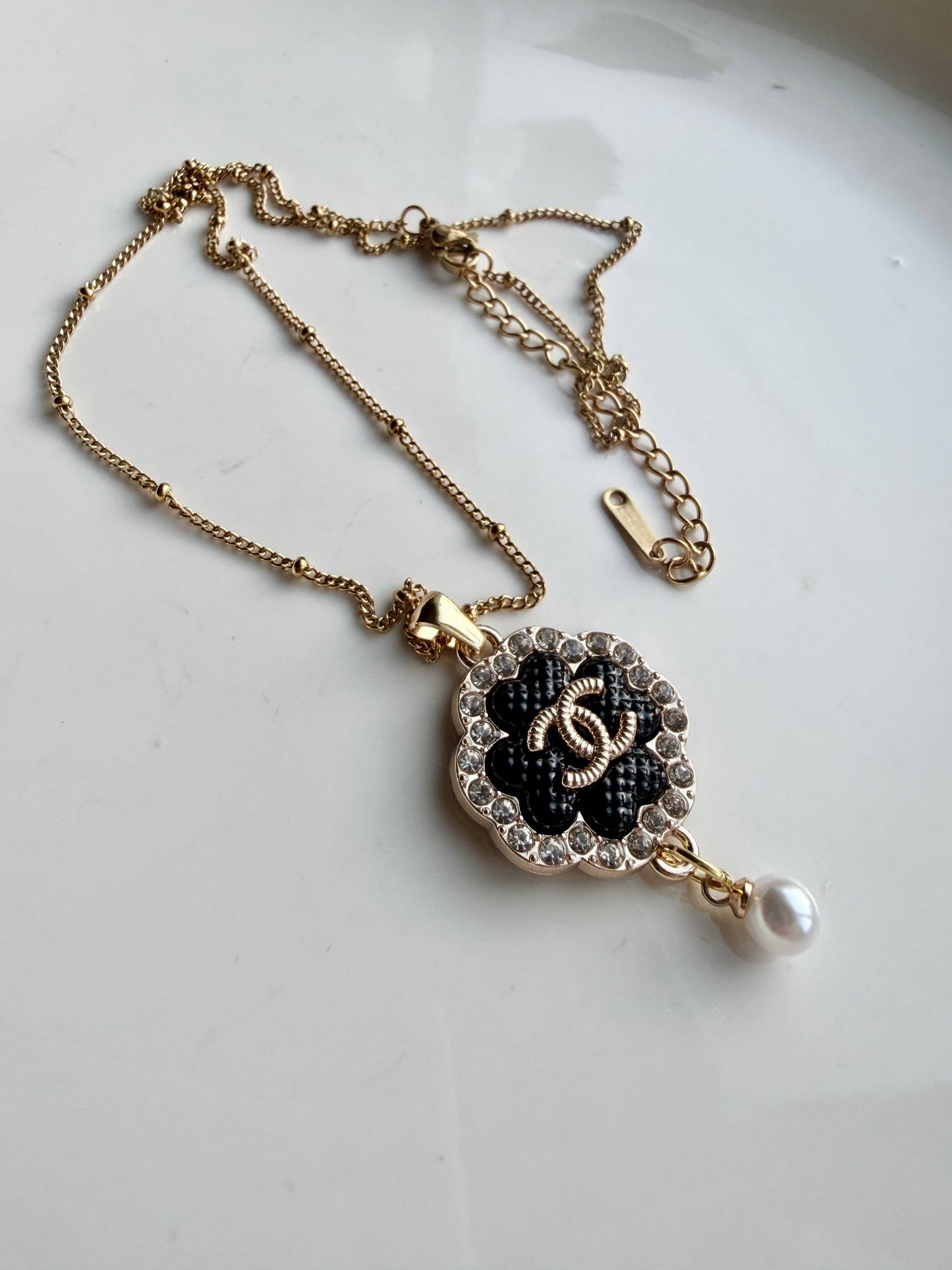 Upcycled Chanel Black Pearl Necklace